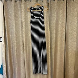 Racerback, cotton and spandex, maxi dress, and black with white stripes size L